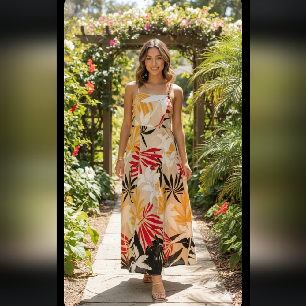 NWOT Rachel Zoe Tropical Print Maxi Dress Size S. - Picture 4 of 16